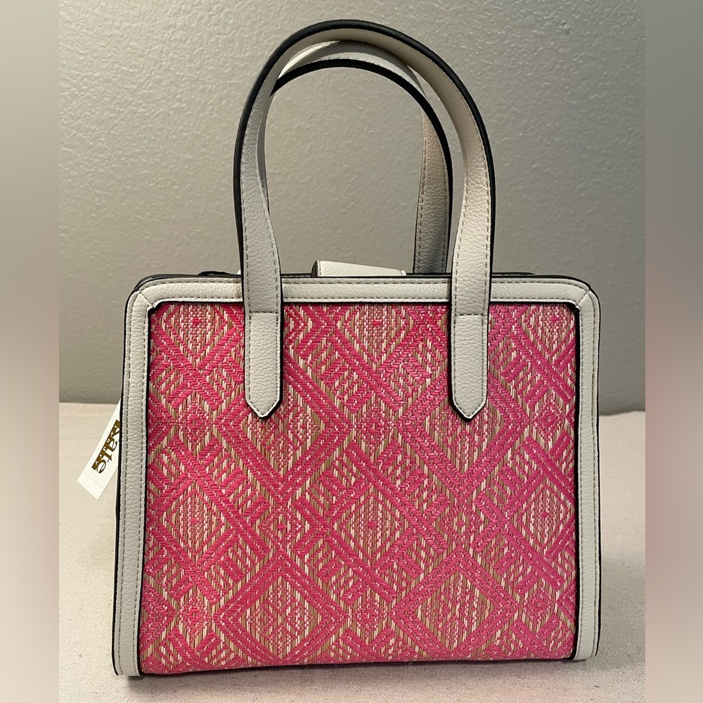 Kate Landry Pink and Cream Diamond Print Hand Bag - Picture 2 of 16